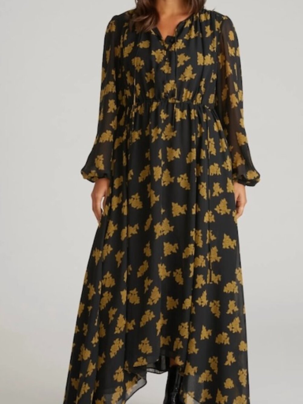 NWT Karina Chiffon Dress - Gold Heirloom Print - Size S (14-16)